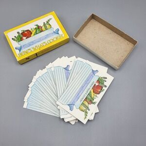 Vtg Recipe Cards Folded 1970s Stationery Set Vegetable Print Farm Kitchen Decor